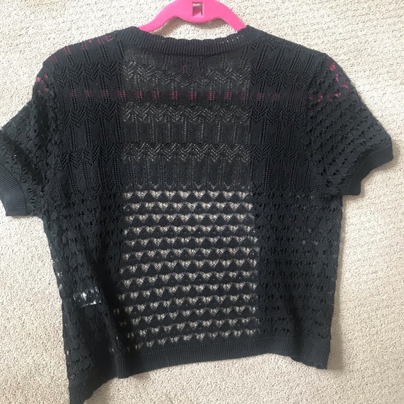 t/o sweaters black short sleeve cardigan - Picture 2 of 3